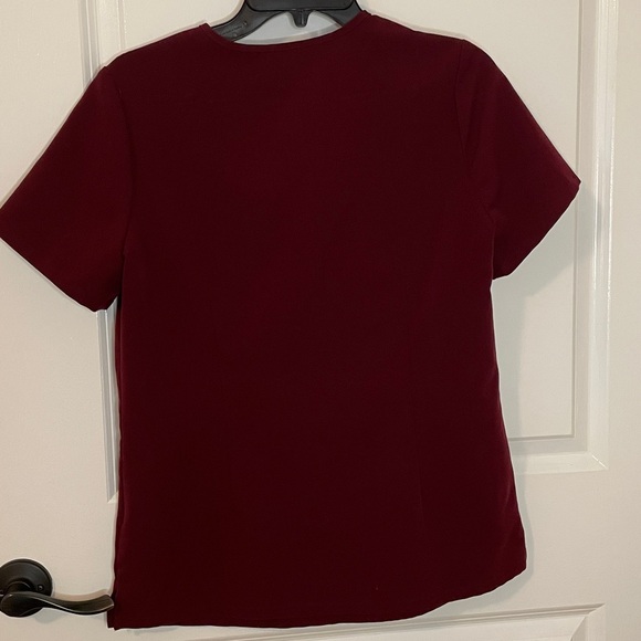 Figs Burgundy color 1645, V-Neck Scrub Top - Picture 7 of 8